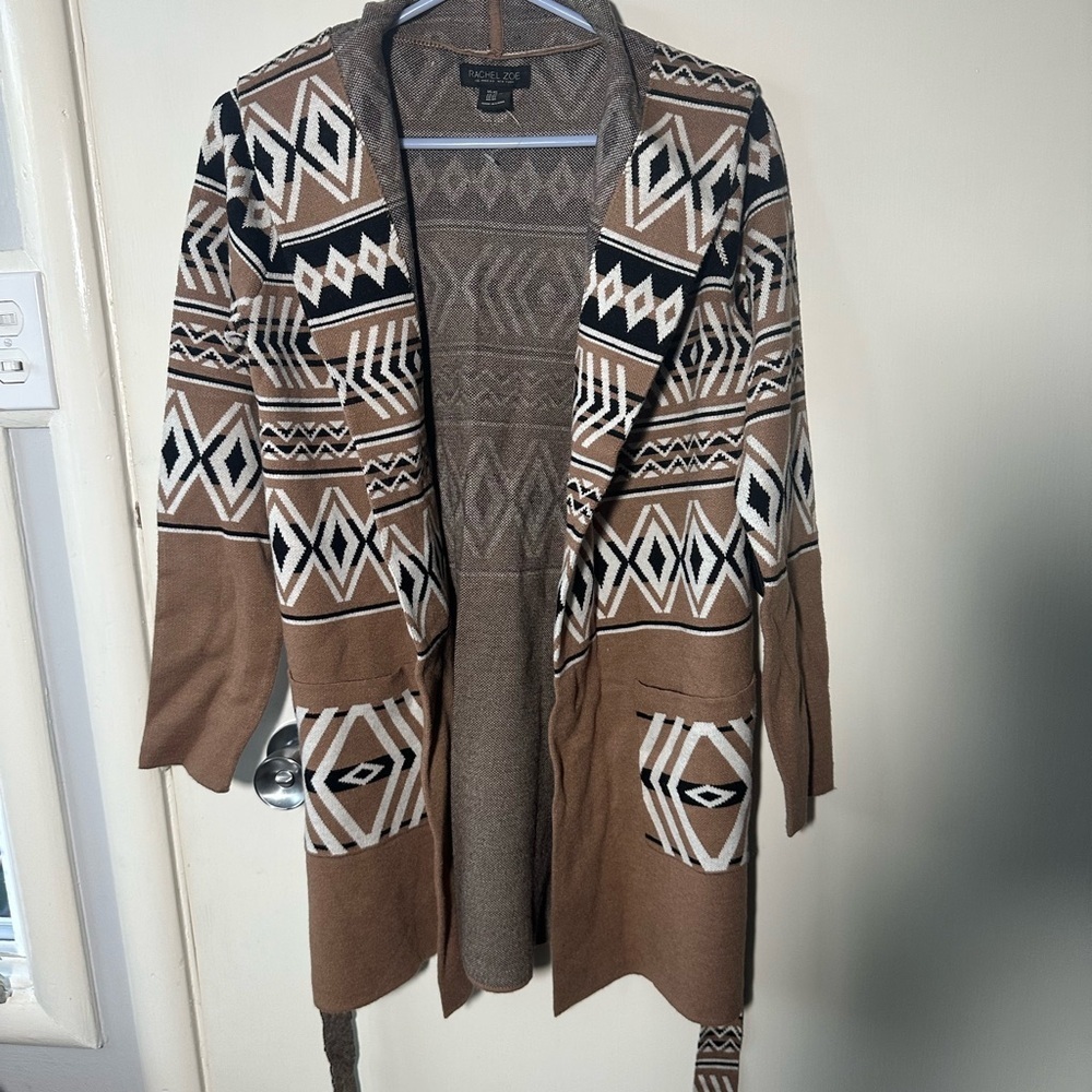 RACHEL ZOE GEOMETRIC PATTERNED CARDIGAN WITH BELT SIZE XS - Picture 7 of 9